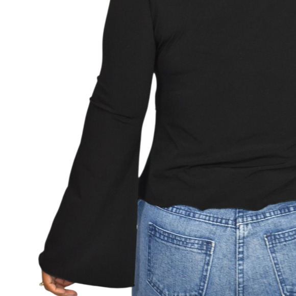 Vintage Ludmilla Bell Sleeve Top Black Velvet Sparkle Y2K France Patchwork Small - Picture 5 of 16